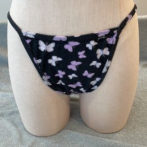 PINK Victoria’s Secret  High Leg String Bikini Panty L - Butterfly Print